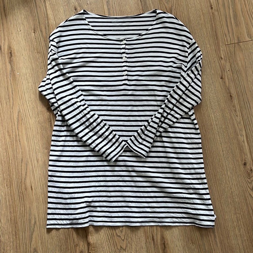 Storq striped henley maternity top, size 3 / M